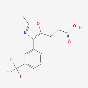molecular formula C14H12F3NO3 B12889472 5-Oxazolepropanoic acid, 2-methyl-4-[3-(trifluoromethyl)phenyl]- CAS No. 89150-23-2
