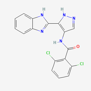 molecular formula C17H11Cl2N5O B12889534 N-[3-(2H-Benzimidazol-2-ylidene)-2,3-dihydro-1H-pyrazol-4-yl]-2,6-dichlorobenzamide CAS No. 825616-48-6