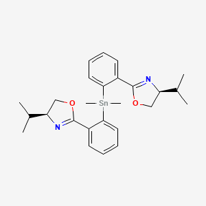 molecular formula C26H34N2O2Sn B12889636 bis(2-((S)-4-Isopropyl-4,5-dihydrooxazol-2-yl)phenyl)dimethylstannane 