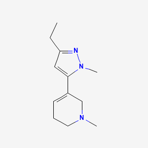 molecular formula C12H19N3 B12889652 5-(3-Ethyl-1-methyl-1H-pyrazol-5-yl)-1-methyl-1,2,3,6-tetrahydropyridine 