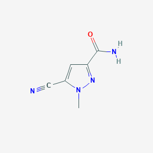 molecular formula C6H6N4O B12889712 5-cyano-1-methyl-1H-pyrazole-3-carboxamide 