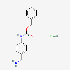 molecular formula C15H17ClN2O2 B1288980 Benzyl (4-(aminomethyl)phenyl)carbamate hydrochloride CAS No. 326407-32-3