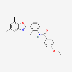 molecular formula C26H26N2O3 B12890165 N-[3-(5,7-dimethyl-1,3-benzoxazol-2-yl)-2-methylphenyl]-4-propoxybenzamide CAS No. 590395-83-8