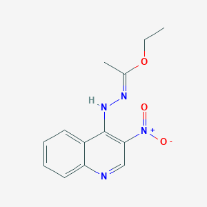molecular formula C13H14N4O3 B12890515 Ethyl N'-(3-nitroquinolin-4-yl)acetohydrazonate 