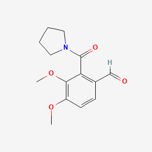 molecular formula C14H17NO4 B12890708 Veratraldehyde, 2-(1-pyrrolidinylcarbonyl)- CAS No. 66913-48-2