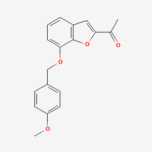 molecular formula C18H16O4 B12890769 1-{7-[(4-Methoxyphenyl)methoxy]-1-benzofuran-2-yl}ethan-1-one CAS No. 105627-57-4