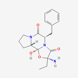 molecular formula C18H23N3O4 B12890824 (1S,2S,4R,7S)-4-amino-7-benzyl-4-ethyl-2-hydroxy-3-oxa-6,9-diazatricyclo[7.3.0.02,6]dodecane-5,8-dione 
