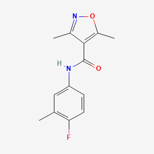 molecular formula C13H13FN2O2 B12890845 N-(4-fluoro-3-methylphenyl)-3,5-dimethylisoxazole-4-carboxamide 