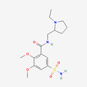 molecular formula C16H25N3O5S B12890949 5-(Aminosulphonyl)-N-((1-ethyl-2-pyrrolidinyl)methyl)-2,3-dimethoxybenzamide CAS No. 80623-13-8