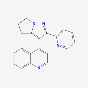 molecular formula C20H16N4 B12891279 4-(2-(Pyridin-2-yl)-5,6-dihydro-4H-pyrrolo[1,2-b]pyrazol-3-yl)quinoline 