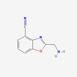 molecular formula C9H7N3O B12891287 2-(Aminomethyl)-4-cyanobenzo[d]oxazole 