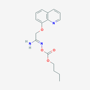 molecular formula C16H19N3O4 B12891348 N-((Butoxycarbonyl)oxy)-2-(quinolin-8-yloxy)acetimidamide 