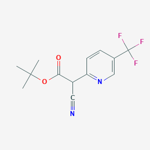 molecular formula C13H13F3N2O2 B1289138 Tert-butyl 2-cyano-2-(5-(trifluoromethyl)pyridin-2-yl)acetate CAS No. 941133-76-2