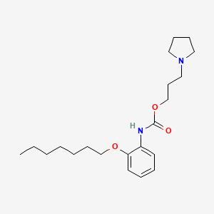 molecular formula C21H34N2O3 B12891389 Carbamic acid, [2-(heptyloxy)phenyl]-, 3-(1-pyrrolidinyl)propyl ester CAS No. 68931-06-6