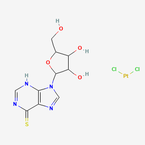 molecular formula C10H12Cl2N4O4PtS B12891515 Platinum, dichloro(6-thioinosine-N7,S6)- 