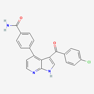 molecular formula C21H14ClN3O2 B12891854 4-(3-(4-Chlorobenzoyl)-1H-pyrrolo[2,3-b]pyridin-4-yl)benzamide CAS No. 858118-96-4