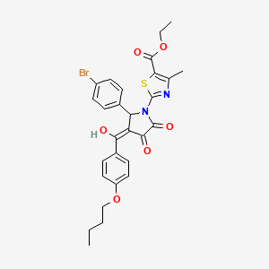 molecular formula C28H27BrN2O6S B12891916 Ethyl 2-(2-(4-bromophenyl)-3-(4-butoxybenzoyl)-4-hydroxy-5-oxo-2,5-dihydro-1H-pyrrol-1-YL)-4-methyl-1,3-thiazole-5-carboxylate CAS No. 609793-13-7