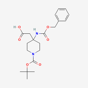 molecular formula C20H28N2O6 B1289203 2-(4-(((Benzyloxy)carbonyl)amino)-1-(tert-butoxycarbonyl)piperidin-4-yl)acetic acid CAS No. 1447607-41-1