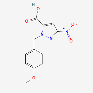 molecular formula C12H11N3O5 B12892250 1-(4-Methoxybenzyl)-3-nitro-1H-pyrazole-5-carboxylic acid CAS No. 625386-11-0