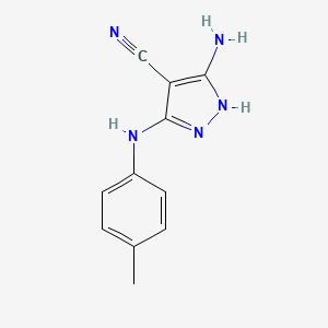 molecular formula C11H11N5 B12892313 5-amino-3-(4-methylanilino)-1H-pyrazole-4-carbonitrile CAS No. 101476-79-3
