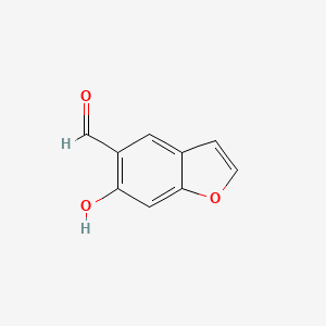 molecular formula C9H6O3 B12892704 6-Hydroxy-5-benzofurancarboxaldehyde CAS No. 20073-22-7