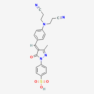molecular formula C23H21N5O4S B12892746 4-[4-[[4-[bis-(2-Cyanoethyl)amino]phenyl]methylene]-4,5-dihydro-3-methyl-5-oxo-1H-pyrazol-1-yl]benzenesulfonic acid CAS No. 68541-05-9