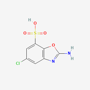 molecular formula C7H5ClN2O4S B12892810 Benzoxazole-7-sulfonic acid, 2-amino-5-chloro- CAS No. 64037-29-2