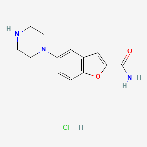 molecular formula C13H16ClN3O2 B1289298 5-(Piperazin-1-yl)benzofuran-2-carboxamide hydrochloride CAS No. 913730-87-7