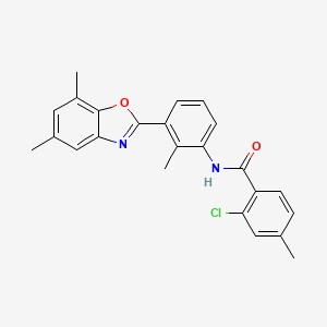 molecular formula C24H21ClN2O2 B12892983 2-chloro-N-[3-(5,7-dimethyl-1,3-benzoxazol-2-yl)-2-methylphenyl]-4-methylbenzamide CAS No. 590395-96-3