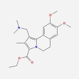 molecular formula C21H28N2O4 B12893313 Pyrrolo(2,1-a)isoquinoline-3-carboxylic acid, 5,6-dihydro-8,9-dimethoxy-1-(dimethylaminomethyl)-2-methyl-, ethyl ester CAS No. 20353-73-5