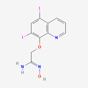 molecular formula C11H9I2N3O2 B12893327 2-((5,7-Diiodoquinolin-8-yl)oxy)-N-hydroxyacetimidamide 