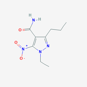 molecular formula C9H14N4O3 B12893369 1-Ethyl-5-nitro-3-propyl-1H-pyrazole-4-carboxamide 