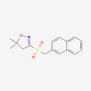 molecular formula C16H17NO3S B12893570 5,5-Dimethyl-3-[(naphthalen-2-yl)methanesulfonyl]-4,5-dihydro-1,2-oxazole CAS No. 834885-16-4