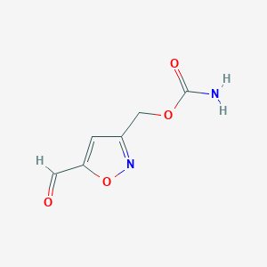 molecular formula C6H6N2O4 B12893954 (5-Formylisoxazol-3-yl)methyl carbamate 