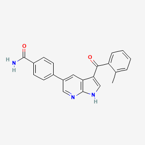 molecular formula C22H17N3O2 B12894028 4-(3-(2-Methylbenzoyl)-1H-pyrrolo[2,3-b]pyridin-5-yl)benzamide CAS No. 858118-23-7