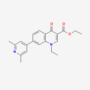 molecular formula C21H22N2O3 B12894067 Ethyl 7-(2,6-dimethyl-4-pyridyl)-1-ethyl-1,4-dihydro-4-oxoquinoline-3-carboxylate CAS No. 40034-74-0