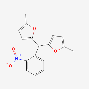 molecular formula C17H15NO4 B12894093 Furan, 2,2'-[(2-nitrophenyl)methylene]bis[5-methyl- CAS No. 65119-13-3