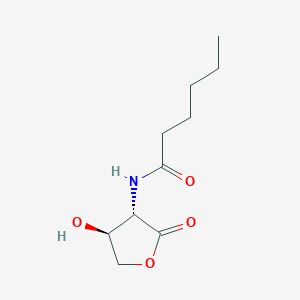 molecular formula C10H17NO4 B12894107 N-((3S,4S)-4-Hydroxy-2-oxotetrahydrofuran-3-yl)hexanamide 