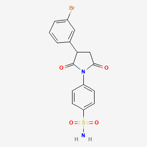 molecular formula C16H13BrN2O4S B12894112 Succinimide, 2-(3-bromophenyl)-N-(4-sulfamoylphenyl)- CAS No. 93553-56-1