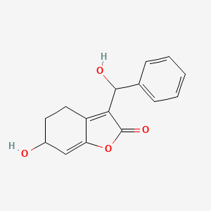 molecular formula C15H14O4 B12894119 6-Hydroxy-3-(hydroxy(phenyl)methyl)-5,6-dihydrobenzofuran-2(4H)-one CAS No. 205501-86-6