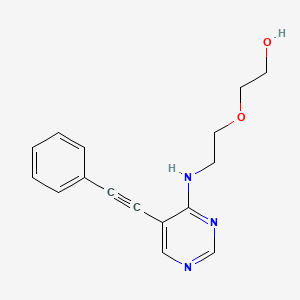 molecular formula C16H17N3O2 B12894209 Ethanol, 2-[2-[[5-(phenylethynyl)-4-pyrimidinyl]amino]ethoxy]- CAS No. 393855-76-0