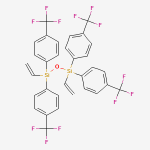 molecular formula C32H22F12OSi2 B12894243 1,1,3,3-Tetrakis(4-(trifluoromethyl)phenyl)-1,3-divinyldisiloxane CAS No. 920743-82-4