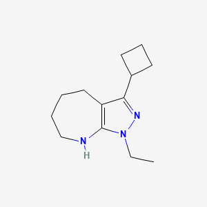 molecular formula C13H21N3 B12894276 3-Cyclobutyl-1-ethyl-1,4,5,6,7,8-hexahydropyrazolo[3,4-b]azepine 