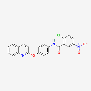 molecular formula C22H14ClN3O4 B12894323 Benzamide, 2-chloro-5-nitro-N-[4-(2-quinolinyloxy)phenyl]- CAS No. 647852-85-5