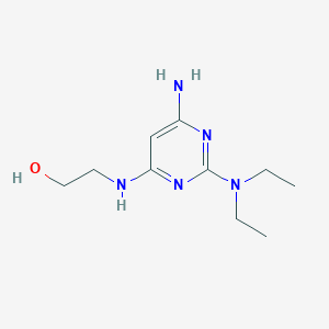 molecular formula C10H19N5O B12894368 2-{[6-Amino-2-(diethylamino)pyrimidin-4-yl]amino}ethan-1-ol CAS No. 88291-03-6