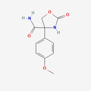 molecular formula C11H12N2O4 B12894381 4-(4-Methoxyphenyl)-2-oxo-1,3-oxazolidine-4-carboxamide CAS No. 111950-62-0