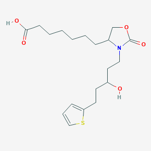 molecular formula C19H29NO5S B12894419 7-{3-[3-Hydroxy-5-(thiophen-2-yl)pentyl]-2-oxo-1,3-oxazolidin-4-yl}heptanoic acid CAS No. 89248-95-3
