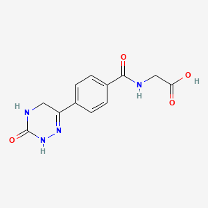 molecular formula C12H12N4O4 B12894492 N-[4-(3-Oxo-2,3,4,5-tetrahydro-1,2,4-triazin-6-yl)benzoyl]glycine CAS No. 87998-56-9
