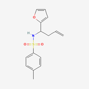 molecular formula C15H17NO3S B12894512 Benzenesulfonamide, N-[1-(2-furanyl)-3-butenyl]-4-methyl- CAS No. 148370-17-6
