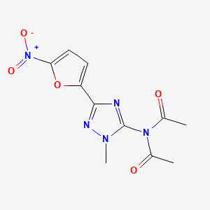 molecular formula C11H11N5O5 B12894527 s-Triazole, 5-(diacetylamino)-1-methyl-3-(5-nitro-2-furyl)- CAS No. 41735-38-0